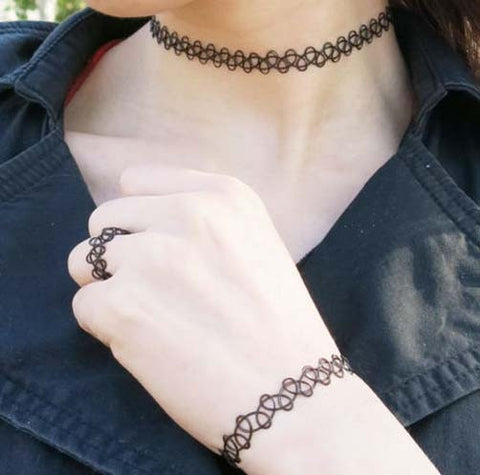Tattoo Choker Stretch Necklace/SET