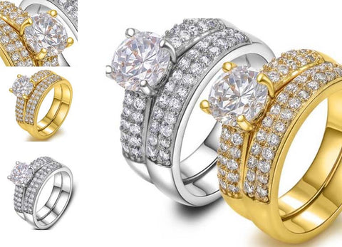 Crystal Two Rings Fashion Ring