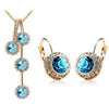 CRYSTAL Butterfly Pendant Necklace Earrings Jewelry Set