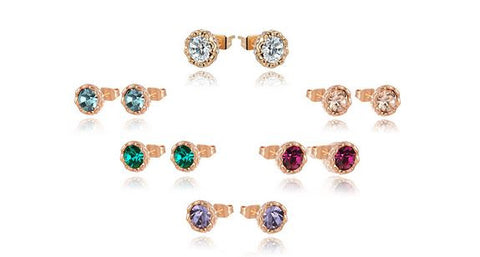 TENSHI Gold plated Crystals Stud earrings
