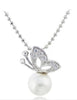 Fashion full rhinestone butterfly Pearl Earrings and Necklace Jewelry Set